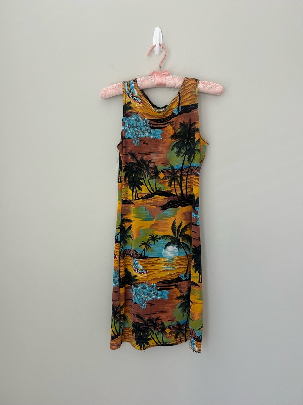 Tropical Print Sleeveless Midi Dress - Multi